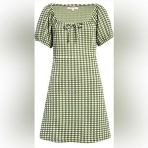 Madewell Green/White Gingham Dress Size M